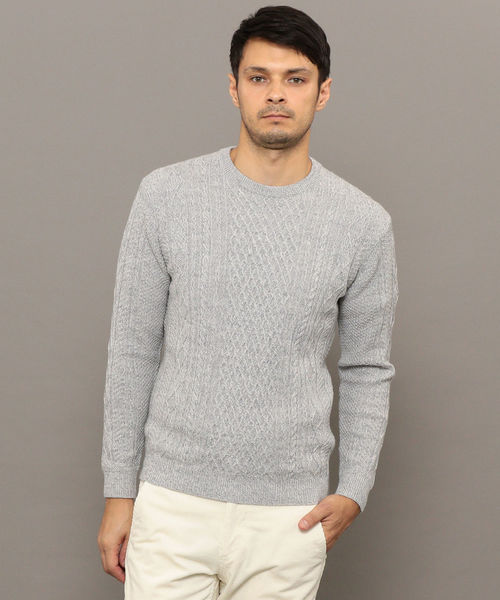 SHIPS（シップス）の「SC: WOOLMARK ミドルゲージ ランダム/アラン クルーネック ニット（ニット/セーター・メンズ・ブルー/グリーン/カーキ/グレー/ネイビー/ブラック/ホワイト・SMALL/MEDIUM/LARGE/X-LARGE）」の12枚目の写真