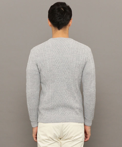 SHIPS（シップス）の「SC: WOOLMARK ミドルゲージ ランダム/アラン クルーネック ニット（ニット/セーター・メンズ・ブルー/グリーン/カーキ/グレー/ネイビー/ブラック/ホワイト・SMALL/MEDIUM/LARGE/X-LARGE）」の14枚目の写真