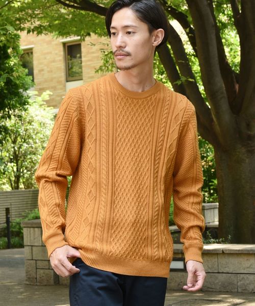 SHIPS（シップス）の「SC: WOOLMARK ミドルゲージ ランダム/アラン クルーネック ニット（ニット/セーター・メンズ・ブルー/グリーン/カーキ/グレー/ネイビー/ブラック/ホワイト・SMALL/MEDIUM/LARGE/X-LARGE）」の17枚目の写真