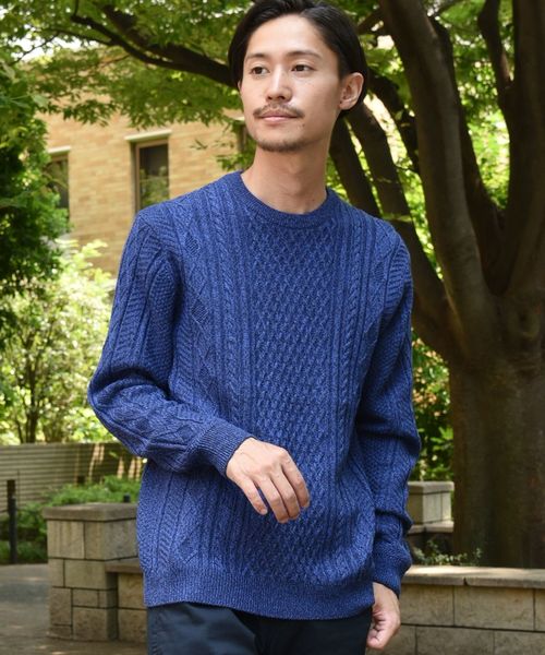 SHIPS（シップス）の「SC: WOOLMARK ミドルゲージ ランダム/アラン クルーネック ニット（ニット/セーター・メンズ・ブルー/グリーン/カーキ/グレー/ネイビー/ブラック/ホワイト・SMALL/MEDIUM/LARGE/X-LARGE）」の18枚目の写真