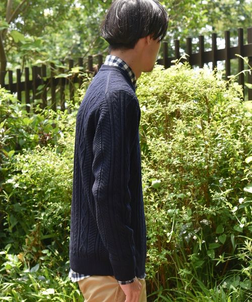 SHIPS（シップス）の「SC: WOOLMARK ミドルゲージ ランダム/アラン クルーネック ニット（ニット/セーター・メンズ・ブルー/グリーン/カーキ/グレー/ネイビー/ブラック/ホワイト・SMALL/MEDIUM/LARGE/X-LARGE）」の20枚目の写真