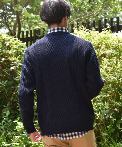 SHIPS（シップス）の「SC: WOOLMARK ミドルゲージ ランダム/アラン クルーネック ニット（ニット/セーター・メンズ・ブルー/グリーン/カーキ/グレー/ネイビー/ブラック/ホワイト・SMALL/MEDIUM/LARGE/X-LARGE）」の21枚目の写真