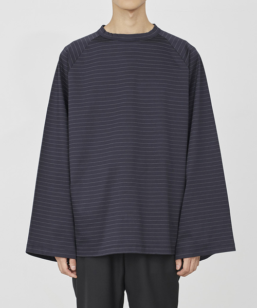 JUHA(ユハ)の「BIG BORDER L/S TEE(Tシャツ/カットソー)」|ネイビー
