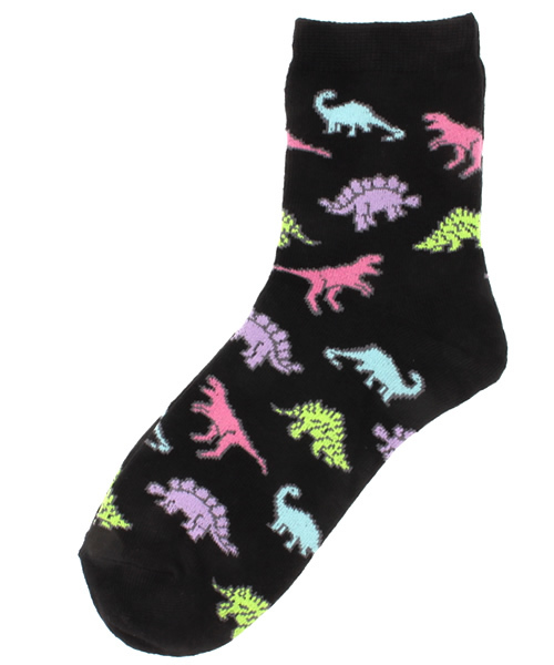 WEGO（ウィゴー）の「WEGO/恐竜ソックス（ソックス/靴下・レディース・ブラック/ホワイト・FREE）」の2枚目の写真