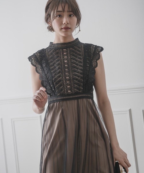 Zozo限定 レース チュールフレアドレス ドレス ドレス Andemiu アンデミュウ のファッション