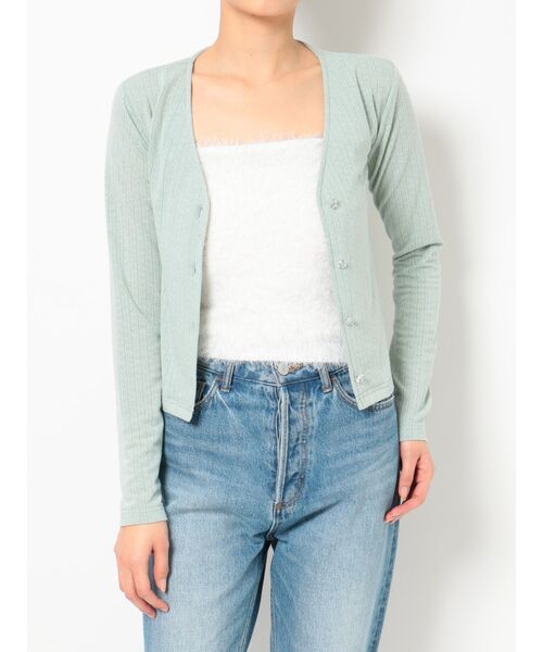 jouetie（ジュエティ）の「フロントボタンカットカーデトップス（カーディガン/ボレロ・レディース・ブラック/パープル/オフホワイト/ミント・MEDIUM）」の7枚目の写真