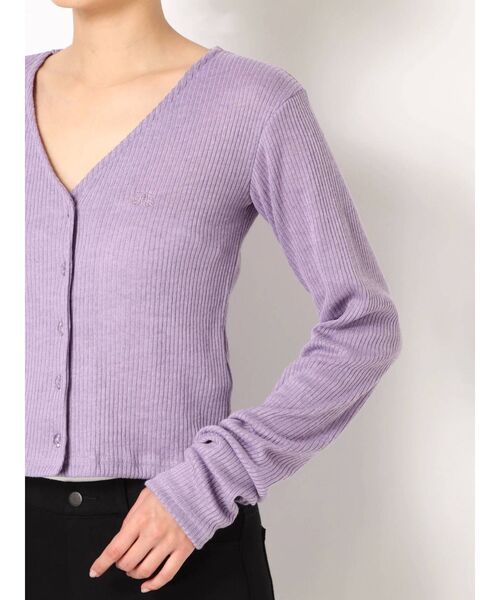 jouetie（ジュエティ）の「フロントボタンカットカーデトップス（カーディガン/ボレロ・レディース・ブラック/パープル/オフホワイト/ミント・MEDIUM）」の12枚目の写真