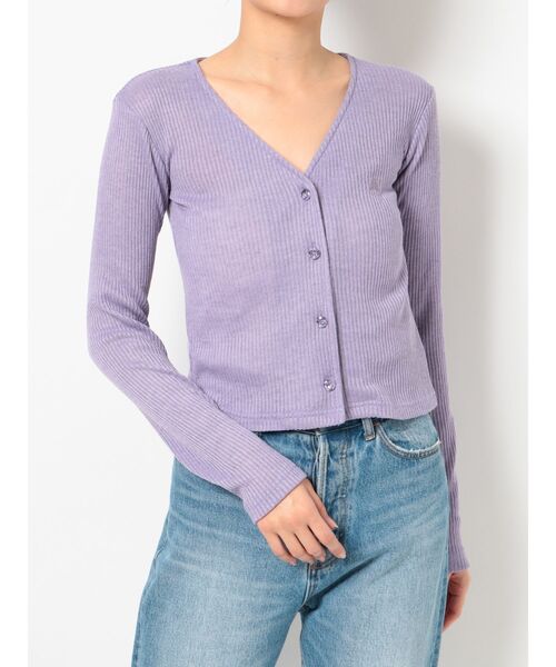 jouetie（ジュエティ）の「フロントボタンカットカーデトップス（カーディガン/ボレロ・レディース・ブラック/パープル/オフホワイト/ミント・MEDIUM）」の22枚目の写真