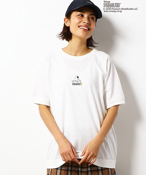 Purple&Yellow（パープルアンドイエロー）の「【PEANUTS】SNOOPY スヌーピー コラボ 半袖ラグランスリーブ Tシャツ（Tシャツ/カットソー・メンズ・ホワイト/ブラック/レッド/イエロー・SMALL/MEDIUM/LARGE/X-SMALL/X-LARGE）」の9枚目の写真