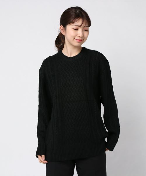 INNOCENT（イノセント）の「7ゲージ ケーブル編みクルーニット（ニット/セーター・レディース・ベージュ/ホワイト系その他/ライトパープル/ワイン/ブラック系その他/ブラック/アイボリー/グレー・MEDIUM/X-LARGE/LARGE）」の12枚目の写真