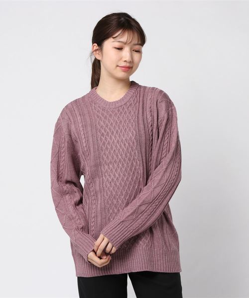INNOCENT（イノセント）の「7ゲージ ケーブル編みクルーニット（ニット/セーター・レディース・ベージュ/ホワイト系その他/ライトパープル/ワイン/ブラック系その他/ブラック/アイボリー/グレー・MEDIUM/X-LARGE/LARGE）」の15枚目の写真