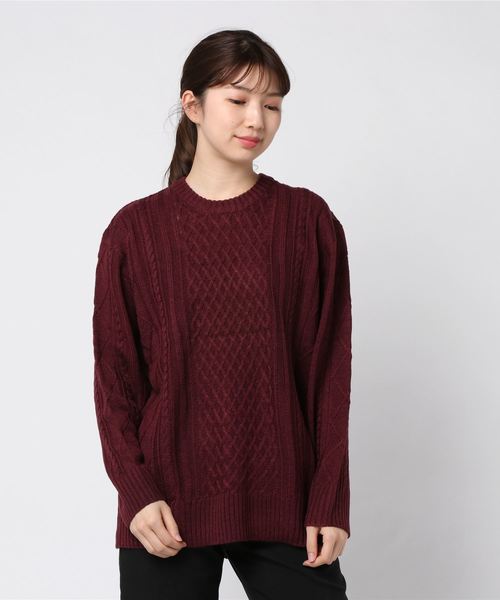 INNOCENT（イノセント）の「7ゲージ ケーブル編みクルーニット（ニット/セーター・レディース・ベージュ/ホワイト系その他/ライトパープル/ワイン/ブラック系その他/ブラック/アイボリー/グレー・MEDIUM/X-LARGE/LARGE）」の16枚目の写真