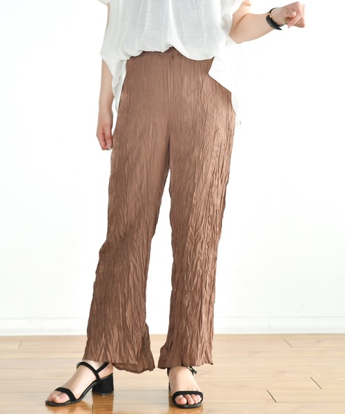 Ambre Neige（アンブルネージュ）の「ワッシャーパンツ／イージーパンツ／ウエストゴム／【WEB/EC限定商品】（その他パンツ・レディース・グリーン/ダークブラウン・FREE）」の2枚目の写真