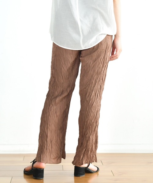 Ambre Neige（アンブルネージュ）の「ワッシャーパンツ／イージーパンツ／ウエストゴム／【WEB/EC限定商品】（その他パンツ・レディース・グリーン/ダークブラウン・FREE）」の5枚目の写真