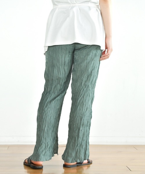 Ambre Neige（アンブルネージュ）の「ワッシャーパンツ／イージーパンツ／ウエストゴム／【WEB/EC限定商品】（その他パンツ・レディース・グリーン/ダークブラウン・FREE）」の8枚目の写真