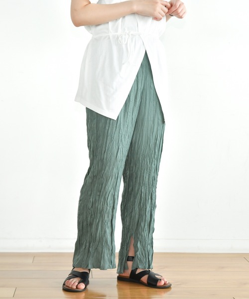 Ambre Neige（アンブルネージュ）の「ワッシャーパンツ／イージーパンツ／ウエストゴム／【WEB/EC限定商品】（その他パンツ・レディース・グリーン/ダークブラウン・FREE）」の12枚目の写真