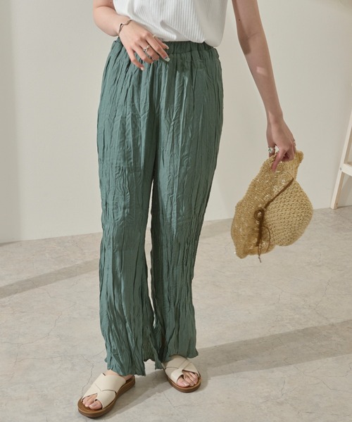 Ambre Neige（アンブルネージュ）の「ワッシャーパンツ／イージーパンツ／ウエストゴム／【WEB/EC限定商品】（その他パンツ・レディース・グリーン/ダークブラウン・FREE）」の9枚目の写真