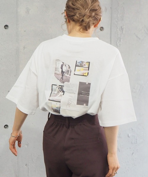 tiptop（ティップトップ）の「レタリングBIGTシャツ（Tシャツ/カットソー・レディース・ブラック/ブラウン/オフホワイト/サックスブルー/ライトグリーン/ホワイト系その他/ブラック系その他/ホワイト系その他2/ブラック系その他2/ブルー/ホワイト系その他3/ブラック系その他3/グレー/ブラック系その他4/ホワイト系その他4・FREE）」の3枚目の写真