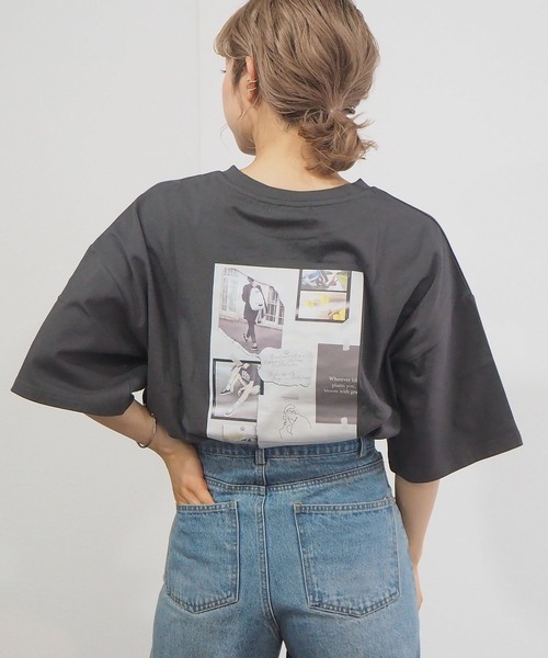 tiptop（ティップトップ）の「レタリングBIGTシャツ（Tシャツ/カットソー・レディース・ブラック/ブラウン/オフホワイト/サックスブルー/ライトグリーン/ホワイト系その他/ブラック系その他/ホワイト系その他2/ブラック系その他2/ブルー/ホワイト系その他3/ブラック系その他3/グレー/ブラック系その他4/ホワイト系その他4・FREE）」の7枚目の写真