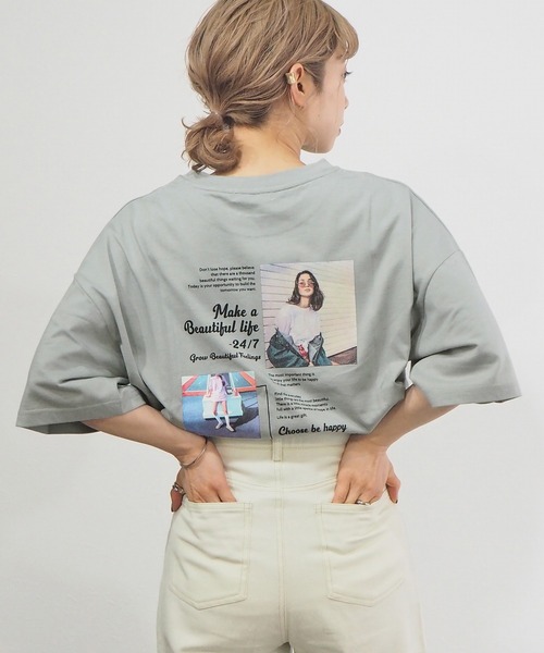 tiptop（ティップトップ）の「レタリングBIGTシャツ（Tシャツ/カットソー・レディース・ブラック/ブラウン/オフホワイト/サックスブルー/ライトグリーン/ホワイト系その他/ブラック系その他/ホワイト系その他2/ブラック系その他2/ブルー/ホワイト系その他3/ブラック系その他3/グレー/ブラック系その他4/ホワイト系その他4・FREE）」の14枚目の写真