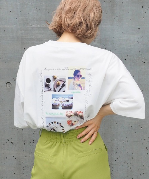 tiptop（ティップトップ）の「レタリングBIGTシャツ（Tシャツ/カットソー・レディース・ブラック/ブラウン/オフホワイト/サックスブルー/ライトグリーン/ホワイト系その他/ブラック系その他/ホワイト系その他2/ブラック系その他2/ブルー/ホワイト系その他3/ブラック系その他3/グレー/ブラック系その他4/ホワイト系その他4・FREE）」の5枚目の写真