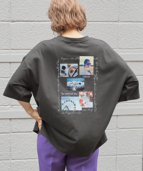 tiptop（ティップトップ）の「レタリングBIGTシャツ（Tシャツ/カットソー・レディース・ブラック/ブラウン/オフホワイト/サックスブルー/ライトグリーン/ホワイト系その他/ブラック系その他/ホワイト系その他2/ブラック系その他2/ブルー/ホワイト系その他3/ブラック系その他3/グレー/ブラック系その他4/ホワイト系その他4・FREE）」の9枚目の写真