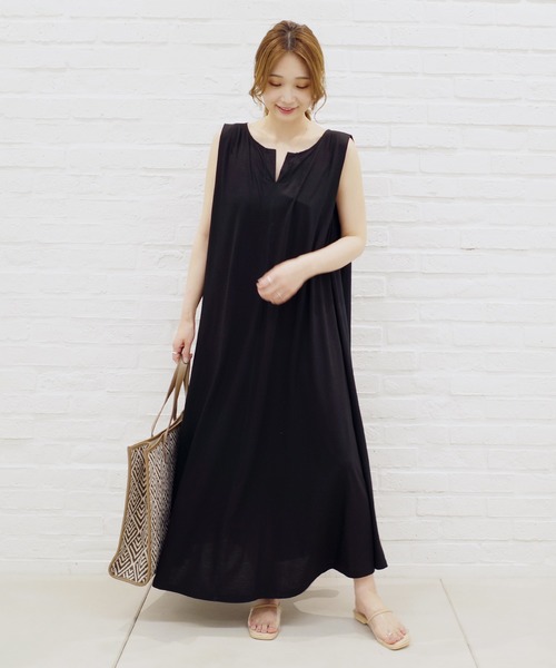 DouDou（ドゥドゥ）の「異素材切替フレアワンピース（ワンピース・レディース・ブラック/オフホワイト/グレイッシュベージュ・FREE）」の14枚目の写真