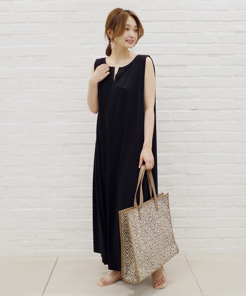 DouDou（ドゥドゥ）の「異素材切替フレアワンピース（ワンピース・レディース・ブラック/オフホワイト/グレイッシュベージュ・FREE）」の22枚目の写真