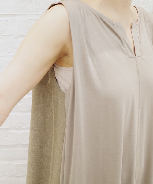 DouDou（ドゥドゥ）の「異素材切替フレアワンピース（ワンピース・レディース・ブラック/オフホワイト/グレイッシュベージュ・FREE）」の21枚目の写真