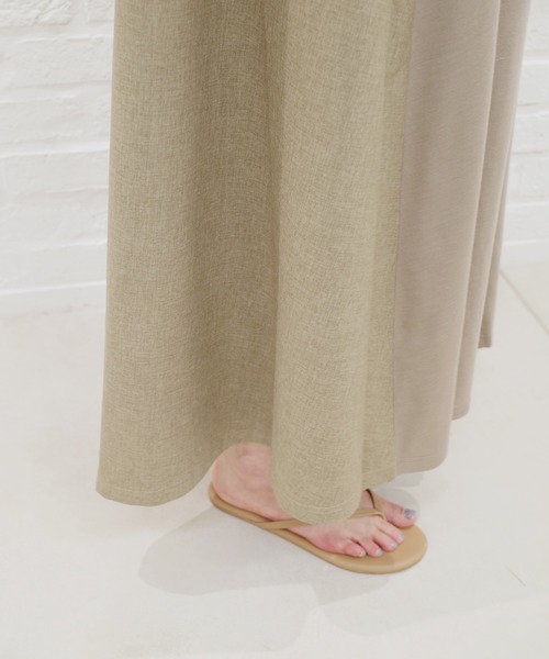 DouDou（ドゥドゥ）の「異素材切替フレアワンピース（ワンピース・レディース・ブラック/オフホワイト/グレイッシュベージュ・FREE）」の6枚目の写真