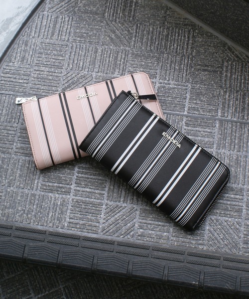 Emoda エモダ ストライプ柄プリントl字ファスナー長財布 財布 Emoda エモダ のファッション通販 Zozotown