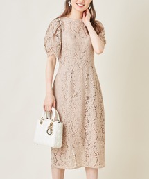 tocco closet | スカラップ×りぼん装飾パフスリーブ総レースワンピース(ワンピース)