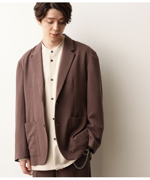 JUNRED（ジュンレッド）の「テクスチャーTRルーズジャケット（テーラードジャケット・メンズ・ブラック/ダークブラウン・S/M/L）」の2枚目の写真