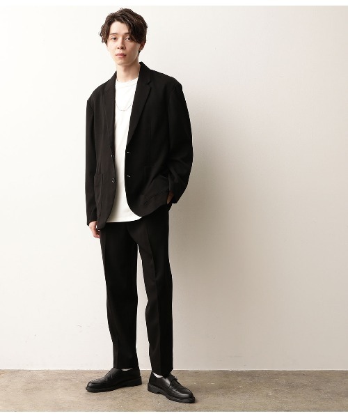 JUNRED（ジュンレッド）の「テクスチャーTRルーズジャケット（テーラードジャケット・メンズ・ブラック/ダークブラウン・S/M/L）」の3枚目の写真