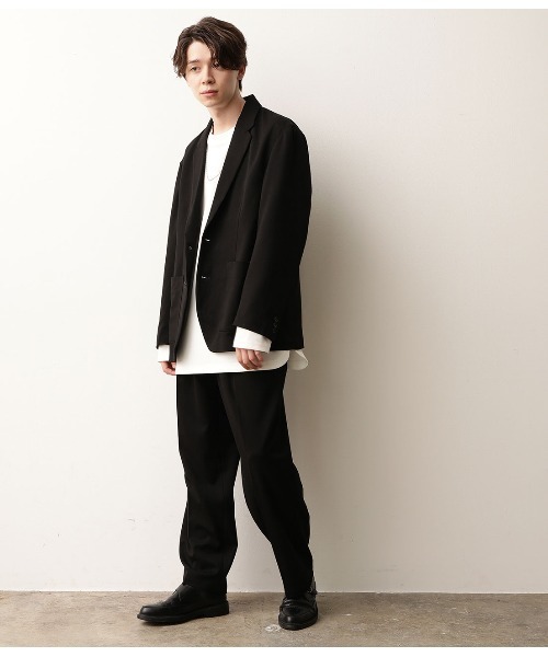 JUNRED（ジュンレッド）の「テクスチャーTRルーズジャケット（テーラードジャケット・メンズ・ブラック/ダークブラウン・S/M/L）」の9枚目の写真