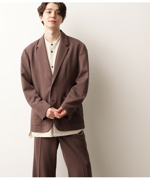 JUNRED（ジュンレッド）の「テクスチャーTRルーズジャケット（テーラードジャケット・メンズ・ブラック/ダークブラウン・S/M/L）」の6枚目の写真