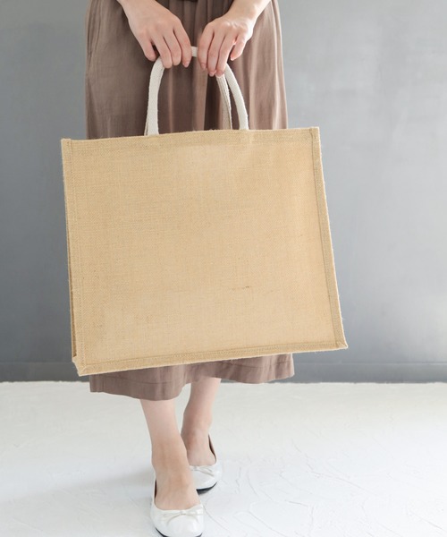 SESTO(セスト)の「ジュートスクエアラージトートバッグ(トートバッグ・レディース・ベージュ・ONE SIZE)」の4枚目の写真