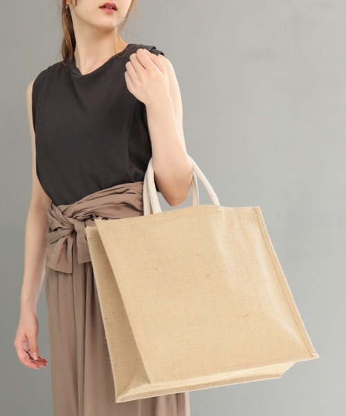 SESTO(セスト)の「ジュートスクエアラージトートバッグ(トートバッグ・レディース・ベージュ・ONE SIZE)」の6枚目の写真