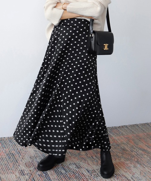 サテンマーメイドフレアロングスカート