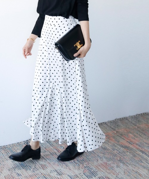 サテンマーメイドフレアロングスカート
