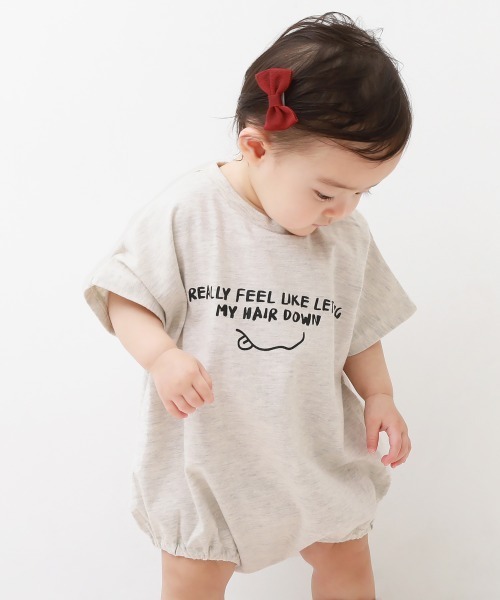 devirock（デビロック）の「半袖ゆったりロンパース（ロンパース・キッズ・オートミール/サックスブルー/スミクロ/ブルーグレー/パープル系その他/ピンク系その他・80ｃｍ/70cm）」の4枚目の写真