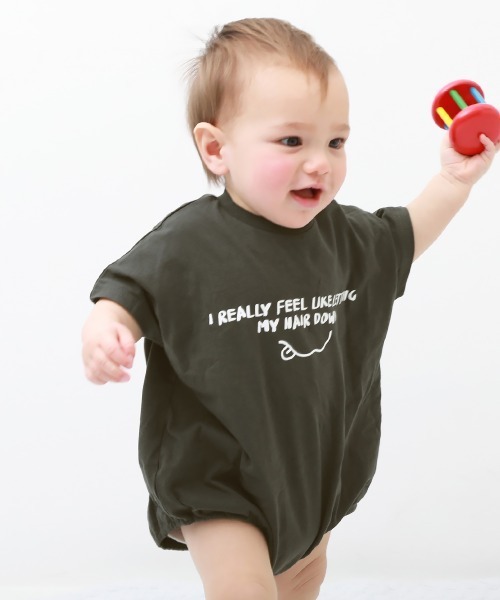 devirock（デビロック）の「半袖ゆったりロンパース（ロンパース・キッズ・オートミール/サックスブルー/スミクロ/ブルーグレー/パープル系その他/ピンク系その他・80ｃｍ/70cm）」の2枚目の写真