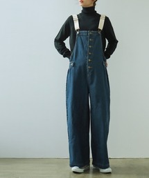Fashion Letter | 配色ショルダー切替デニムサロペット  / 大きいサイズ(サロペット/オーバーオール)