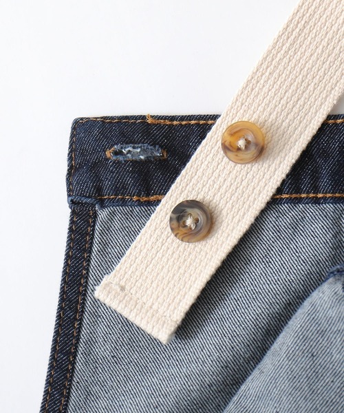 Fashion Letter（ファッションレター）の「配色ショルダー切替デニムサロペット  / 大きいサイズ（サロペット/オーバーオール・レディース・ネイビー/ワンウォッシュ・LL/M/L/3L/4L）」の11枚目の写真