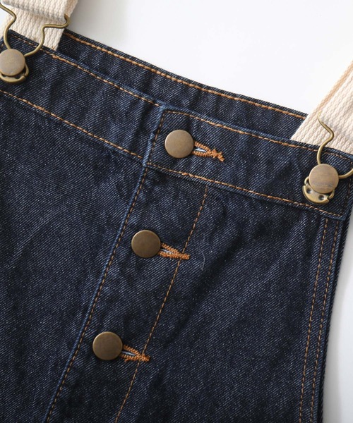 Fashion Letter（ファッションレター）の「配色ショルダー切替デニムサロペット  / 大きいサイズ（サロペット/オーバーオール・レディース・ネイビー/ワンウォッシュ・LL/M/L/3L/4L）」の15枚目の写真