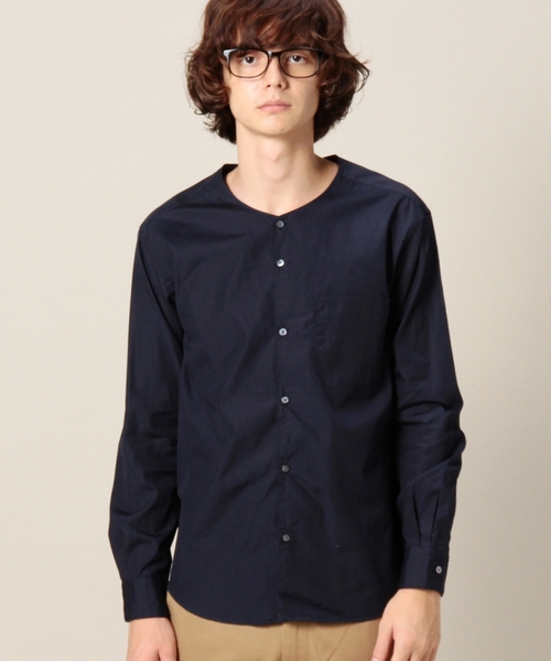 BEAUTY&YOUTH UNITED ARROWS（ビューティーアンドユースユナイテッドアローズ）の「BY ポプリン ノーカラー シャツ ◆（シャツ/ブラウス・メンズ・ホワイト/ネイビー・X-LARGE/LARGE/MEDIUM/SMALL）」の3枚目の写真