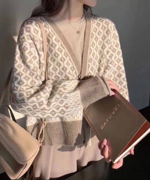 セール トライバル柄ニットカーディガン カーディガン ボレロ Mejane ミージェーン のファッション通販 Zozotown