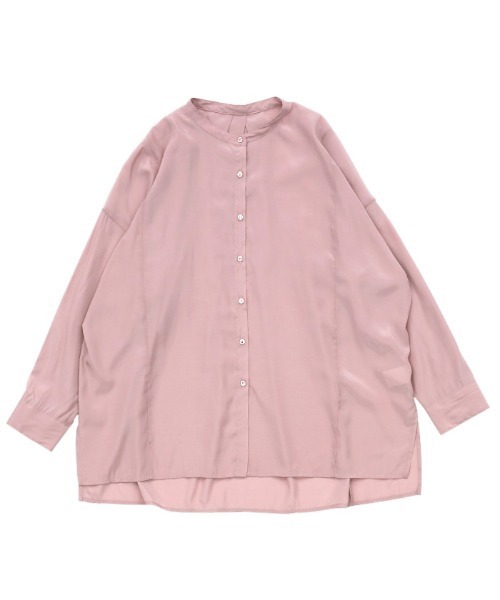 select MOCA（セレクトモカ）の「2021 SS ノーカラ―スムースサテンシャツ（シャツ/ブラウス・レディース・ブルー/ピンク/ホワイト・FREE）」の13枚目の写真