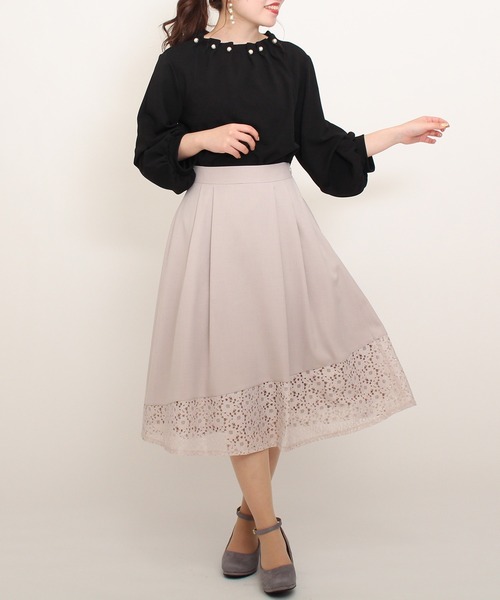 TRUDEA(トルディア)の「裾レースフレアスカート(スカート・レディース・カーキ/ネイビー/ベージュ・SMALL/LARGE/MEDIUM)」の10枚目の写真