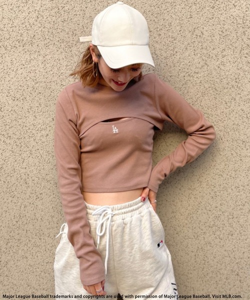 BACK TO THE FIELD（バック トゥー ザ フィールド）の「【MLB】バストオープンセットトップス（Tシャツ/カットソー・レディース・ブラック/ベージュ/パープル・FREE）」の14枚目の写真